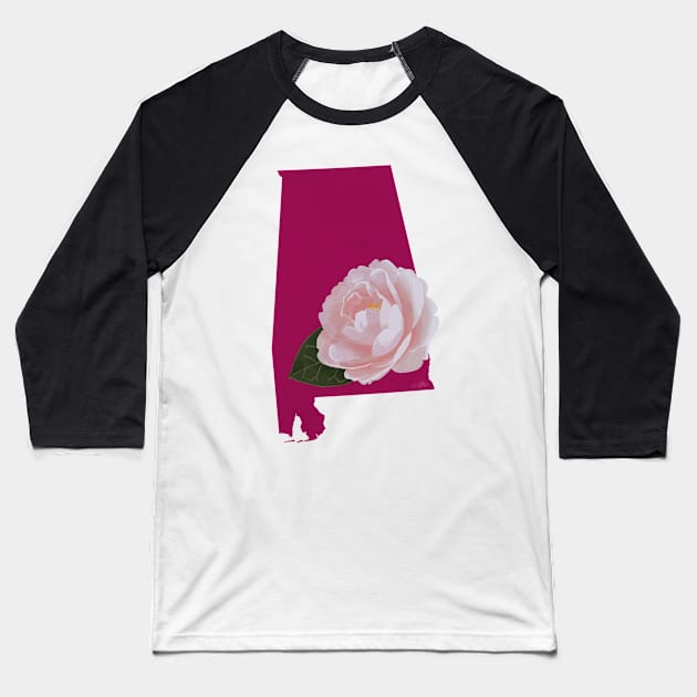 Alabama Camellia Baseball T-Shirt by Lavenderbuttons